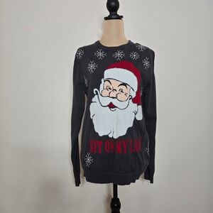 Mossimo Men's Ugly Christmas Sweater – Sit On My Lap Santa – Size M